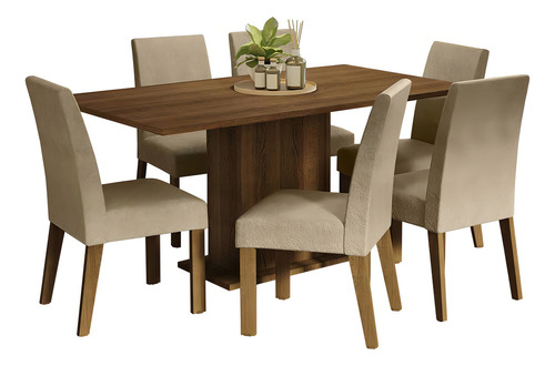 Juego de Comedor con Mesa y 6 Sillas Renata Madesa Color Marron/Imperial