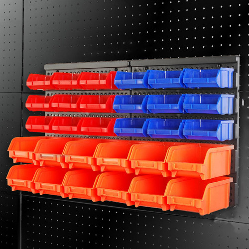 30 Pieces Wall Mounted Storage Bins Parts Rack Shop Tool