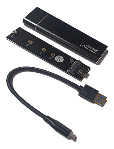 Imagen 1 de 4 de Case Enclosure 2 En 1 Discos Ssd M.2 Nvme, Sata Usb 3.0