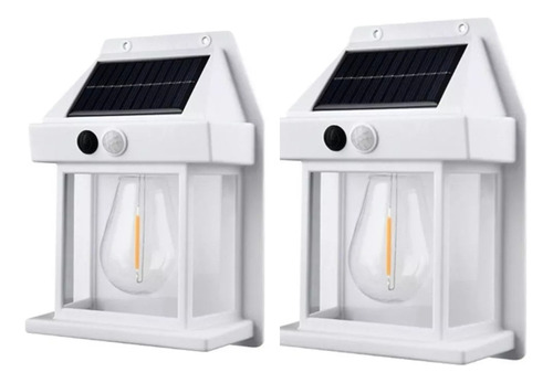 X2 Lampara Solar Aplique Blanco Con Ampolleta Más Sensor