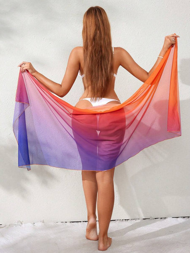 Cubre Pareo De Mujer Con Estampado Degradado De Verano Largo