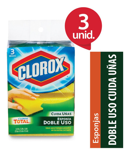 Esponja Clorox Doble Uso Cuida Uñas 3 Un