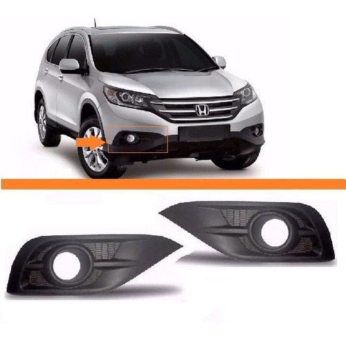 Moldura Milha Honda Crv 2012 2013 2014 Preta C/furo Par