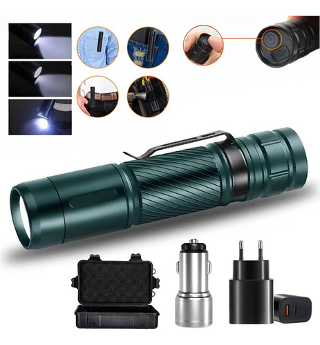 Linterna Táctica Led Recargable Con Llavero Edc