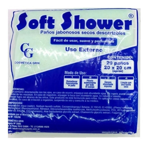 Paños Jabonosos Simil Baño Facil Soft Shower 15 Packs X 20 U