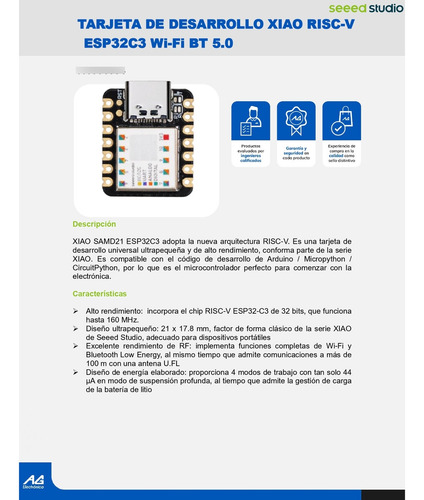 Tarjeta De Desarrollo Xiao Esp32c3 Seeed Studio