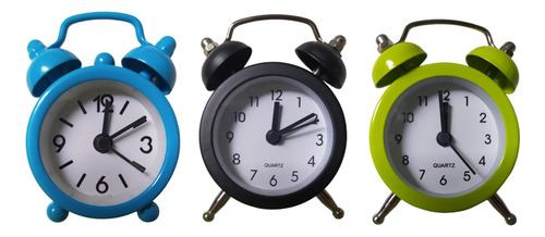 3 Reloj  Minikiut De Despertador Alarma Campana Hora +pilas 