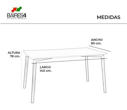 Imagen 5 de 5 de Juego De Comedor Mesa 140x80 + 6 Sillas Tulip