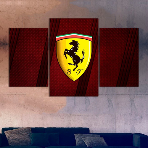 Cuadros Tríptico Autos Ferrari Logo