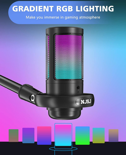 Micrófono Usb Njsj Para Pc, Micrófono Para Juegos Rgb Par...