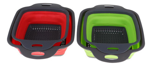 Juego De 2 Coladores Plegables Cuadrados De Silicona Aptos P