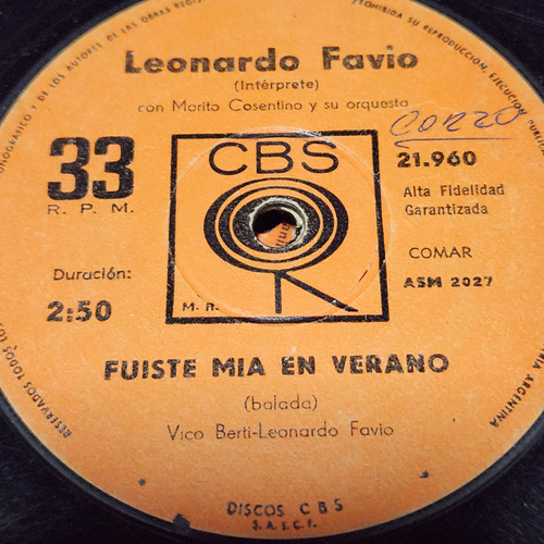 Simple Leonardo Favio 21960 Cbs C6