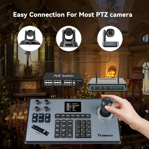Controlador De Joystick De Cámara Tenveo Ptz Ndi Poe Rs232