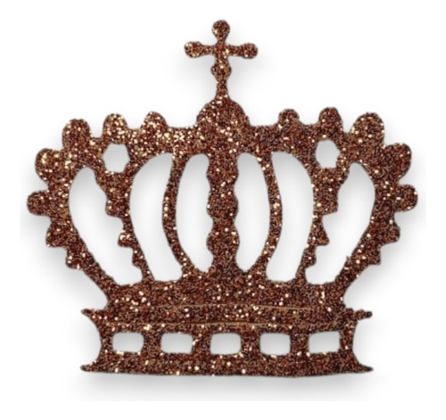 Figura Troquelada Corona Rey Papa Goma Eva Glitter(20utotal) Rosa Gold