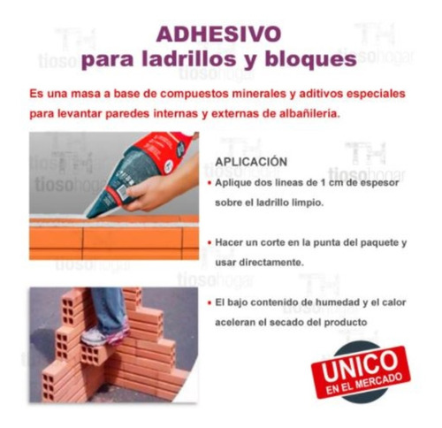 Imagen 4 de 10 de Pegamento Para Bloques Y Ladrillos Huecos 3 Kg Sinteplast