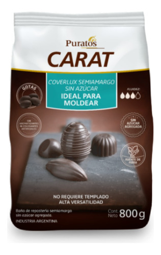 Chocolate De Moldeo Carat Coverlux Sin Azucar 4u X800gr