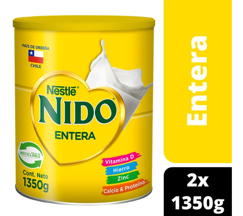 Leche En Polvo Nido® Entera Tarro 1350g Pack X2