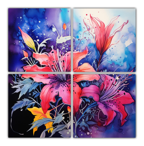 160x160cm Cuadriptico Colores Rectangular Watercolours Neo-n