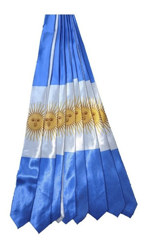 Corbata De Argentina Con Sol De Tela Para Traje Color Celeste