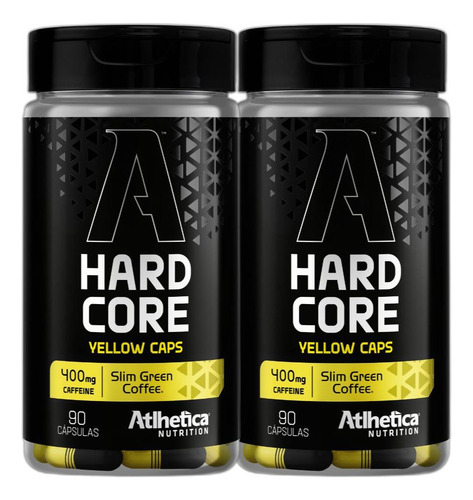 Kit 2x Termogenico Hardcore 400 Mg Cafeina 90 Caps Atlhetica Sabor Sem Sabor