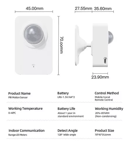 Sensor Pir Movimiento Wifi App Tuya / Smartlife