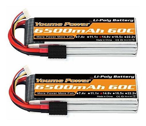 Youme 4s Lipo Battery, 14.8v Lipo 4s 6500mah 60c With Tracxa