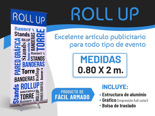 Roll Up, Banner De Aluminio 80x200 Cm. Incluye Tela