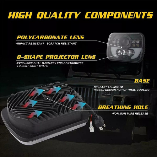 6x7 Faro Led De Proyector 5x7 Hi/lo Sealed Beam Camione Jeep
