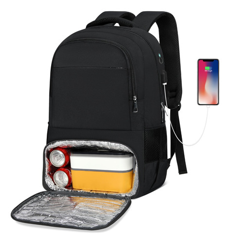 Bolsa De Almuerzo Mochila Impermeable Para Portátil Gran Capacidad Mochila Para Laptop 15.6inch Con Cargador Usb Bolsa De Almuerzo