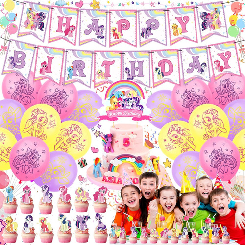 Kit De Decoracion Fiesta Cumpleaños Globos Los Pequeño Pony