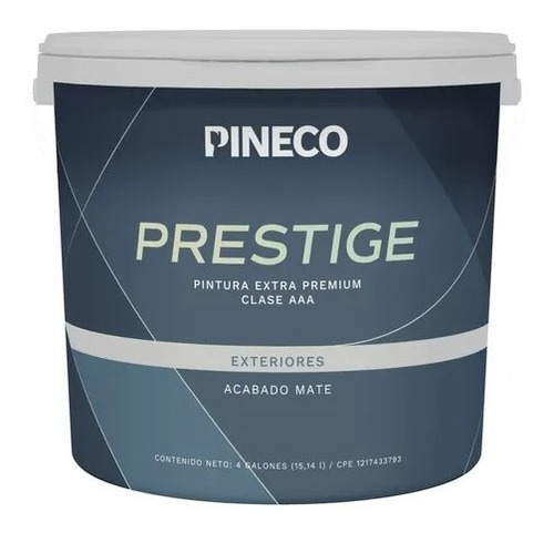 Pintura Pineco Prestige Clase Aaa Mate Negro Fumo Galón 