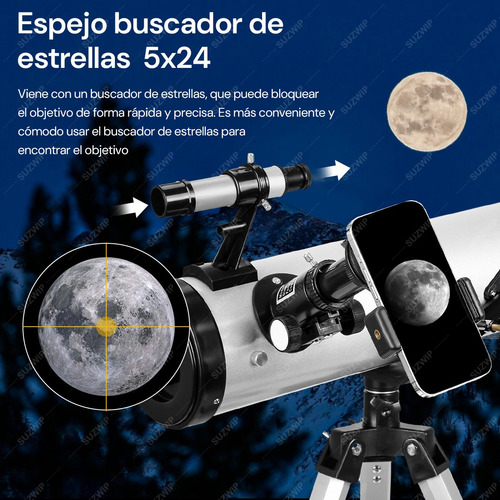 SUZWIP Telescopio Astronómico Profesional Reflector Hd 35x-525x 114/700mm