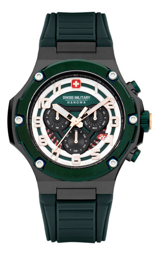 Reloj Swiss Military Smwgo0000640 Para Hombre Cronografo Color de la malla Oliva Color del bisel Verde Color del fondo Oliva