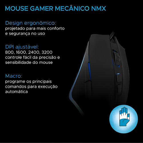 Mouse Gamer Macro 5+ Iluminação Colorida Com Cabo Oferta