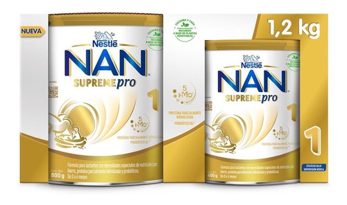 Pack X2 Alimento Lácteo Nan Supreme Pro 0 A 6 Meses - 1200gr Sabor Regular