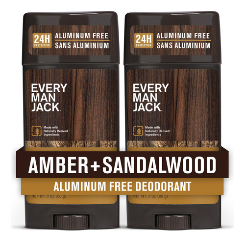 Desodorante Every Man Jack Amber + Sandalwood 90 Ml (paquete