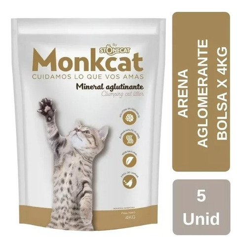 Arena Sanitaria Para Gatos Monkcat Bentonita Aglomerante 4kg