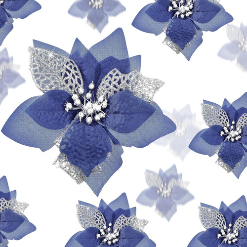 24 Piezas De Flores De Pascua Artificiales Con Purpurina, Fl