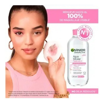 Agua Micelar Garnier Skin Active 3 Pzas De 400 Ml C/u