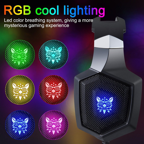 Audífonos gamer Onikuma K8 negro con luz rgb LED