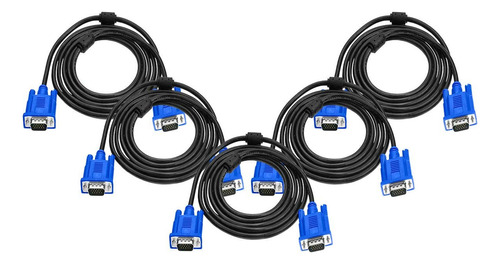Kit 5 Cable Vga Macho Wi.22 1.5 Metros Laptop Pc Proyector