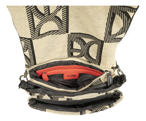 Bolsa Satchel Cloe Para Mujer Insignia Metálica En Iniciales Color Beige