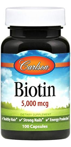 Carlson   Biotina Aa, 5000 Mcg, Cabello Sano, Uñas Fuertes Y