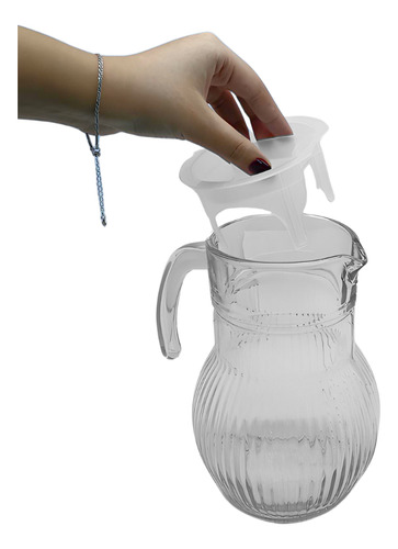 Jarra De Vidro Canelada Com Tampa 1,5l De Água Suco Drinks