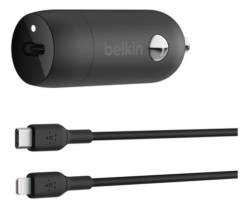 Belkin Cargador De Coche 30w Usb-c + Cable Usb-c A Lightning Negro