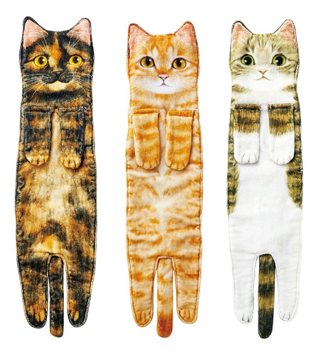3pcs Multipurpose Cat Funny Hand Towels Drying Hands