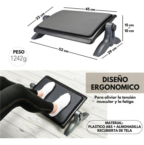 Reposa Pies Oficina Escritorio Aidata Acolchado Fr1002sg