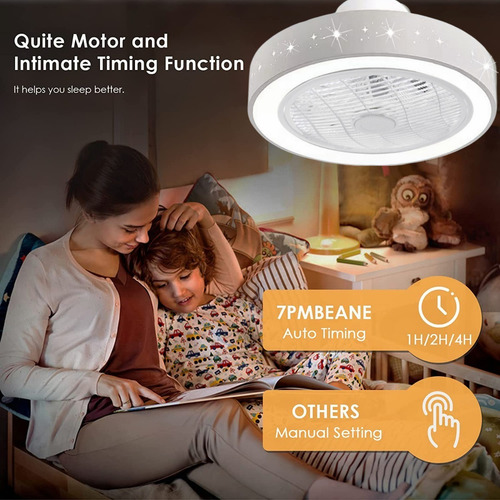 Ventilador De Techo Lampara Moderno, Tres Colores Dimmable