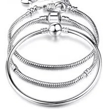 Cadena De Serpiente De Plata Para Mujer, Pulsera Fina Pand0r