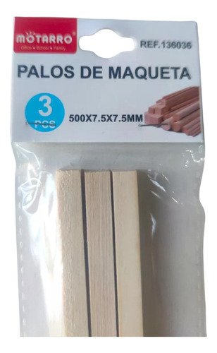 3 Bolsas De Palos Para Maqueta/madera 50cm X 7.5mm X 7.5mm